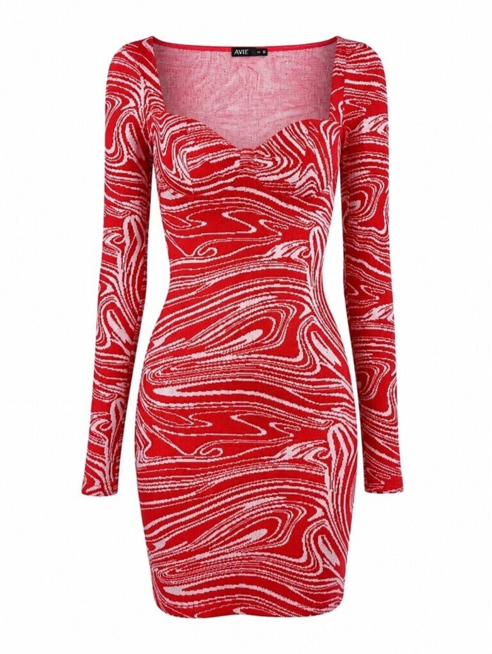 Zara Red Swirl Bodycon Sweater Dress Sweetheart Mini Date Night Y2K M